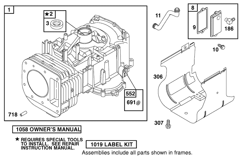 Cylinder Assembly Briggs and Stratton 311777 0117 E1