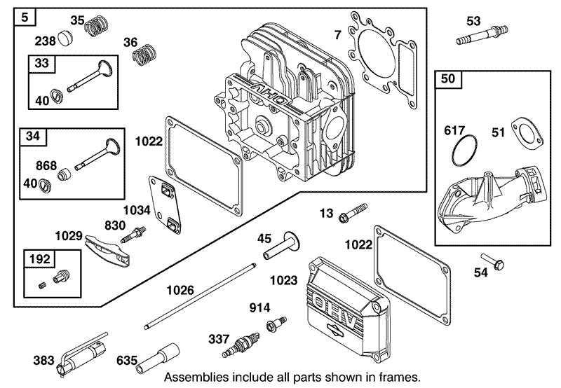 Cylinder Head Assembly Briggs and Stratton 311777 0117 E1
