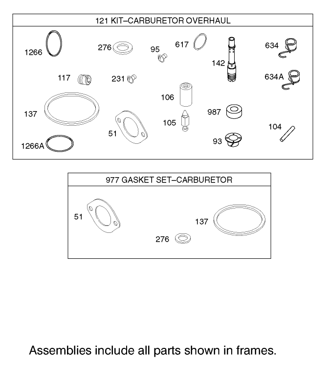 Carburetor Overhaul Kit Assembly Briggs and Stratton 31E777 0126 E1