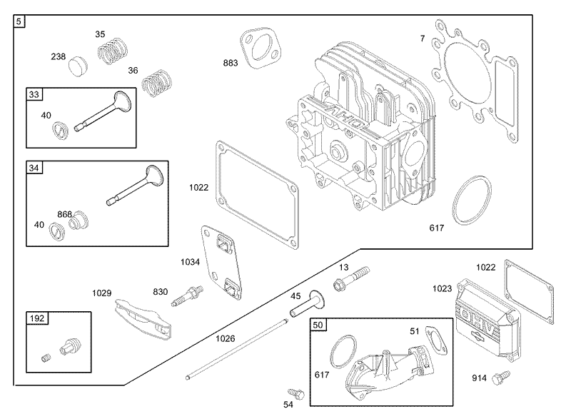 Cylinder Head Assembly Engine Briggs and Stratton Model 31F777 0161 E1
