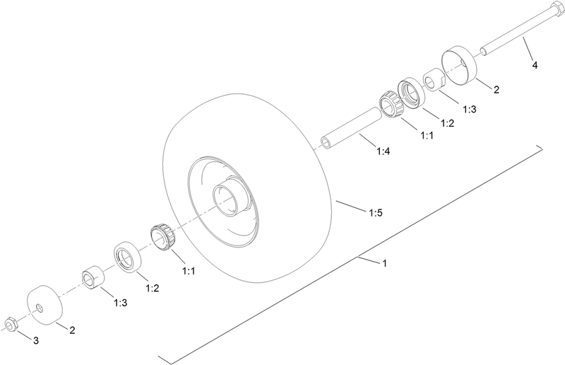 Wheel Tire and Bearing Assembly No 130 4558