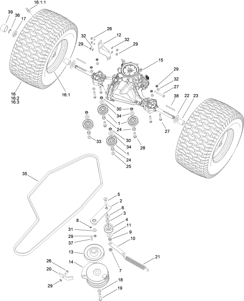 Transmission Belt Clutch and Rear Wheel Assembly