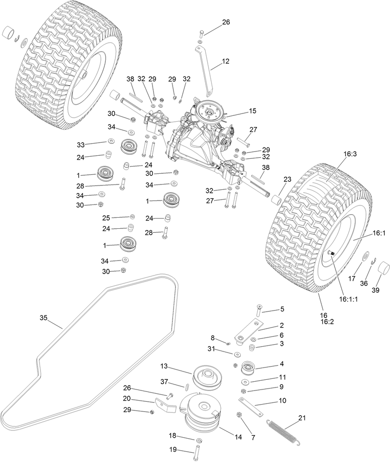 Transmission Belt Clutch and Rear Wheel Assembly