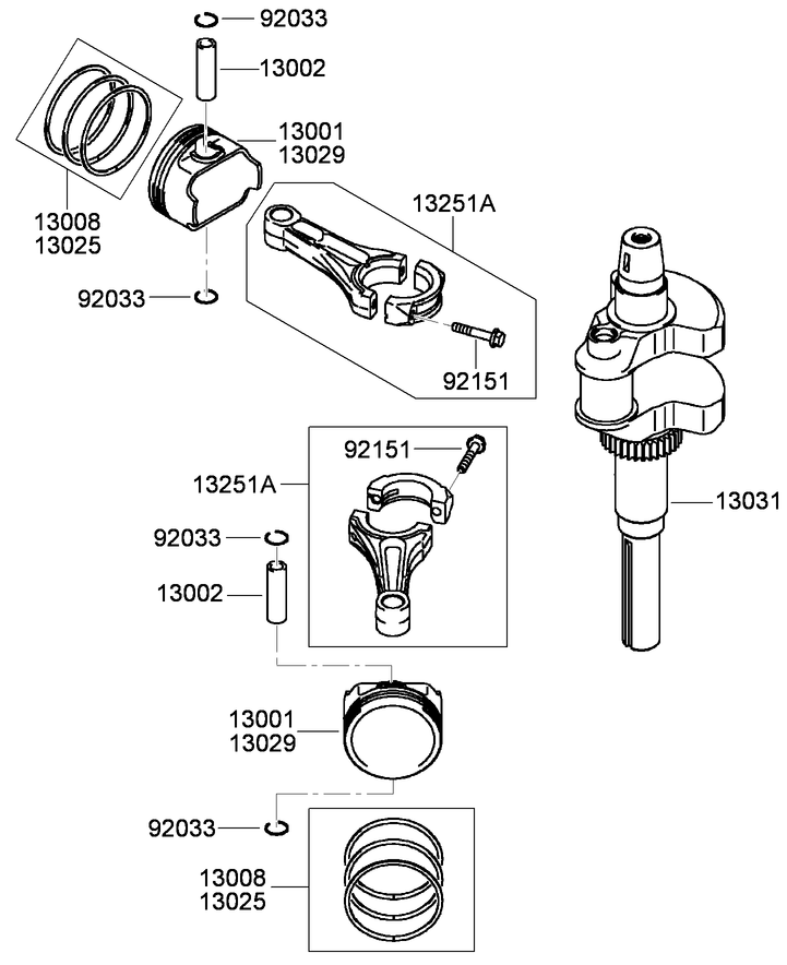 Piston and Crankshaft Assembly Kawasaki FH680V GS13