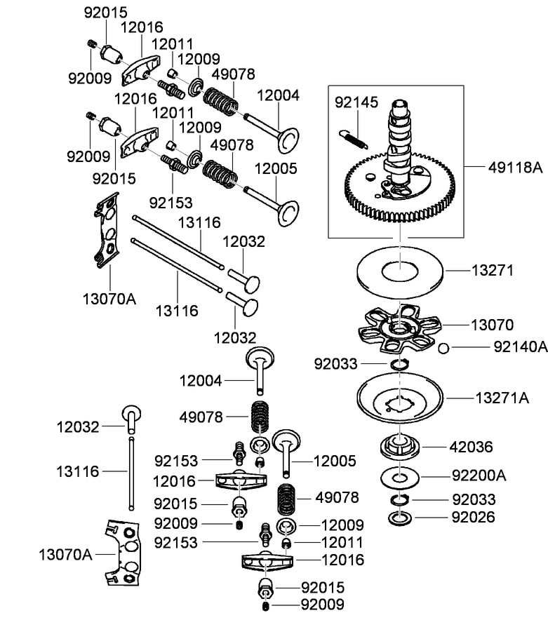 Valve and Camshaft Assembly Kawasaki FH680V GS13