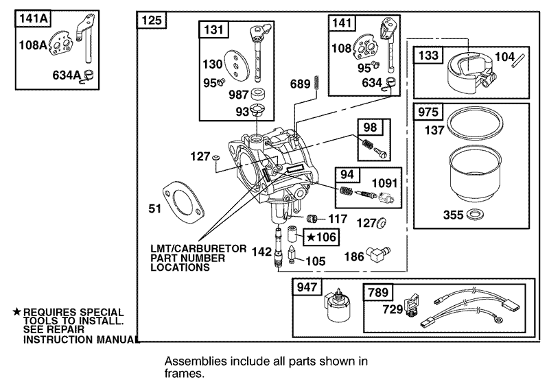 Carburetor Assembly Engine Briggs and Stratton Model 311777 0151 E1