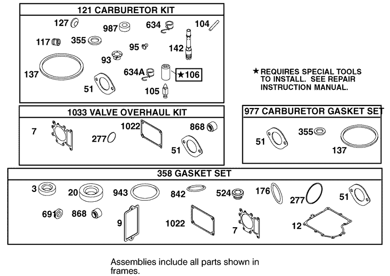 Carburetor Overhaul Kit Assembly Engine Briggs and Stratton Model 311777 0151 E1