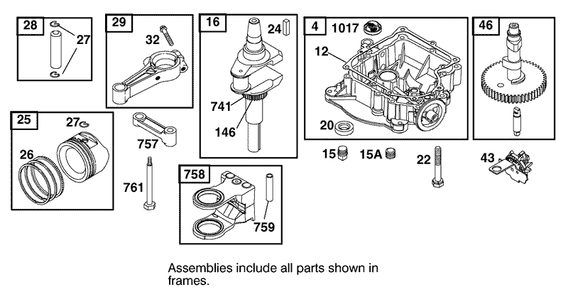 Crankcase Assembly Engine Briggs and Stratton Model 311777 0151 E1
