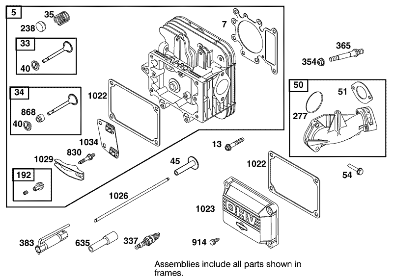 Cylinder Assembly Engine Briggs and Stratton Model 311777 0151 E1