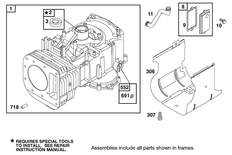 Cylinder Assembly Engine Briggs and Stratton Model 311777 0151 E1