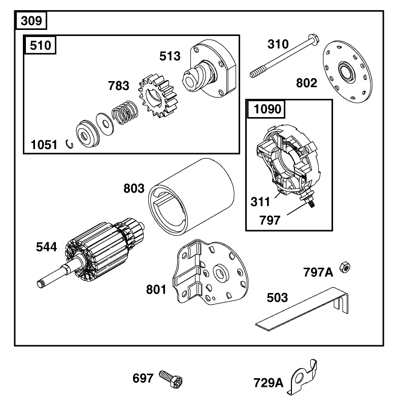 Starter Assembly Engine Briggs and Stratton Model 311777 0151 E1