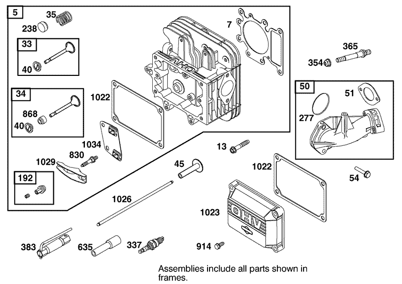 Cylinder Head Assembly Briggs and Stratton 311777 0151 E1