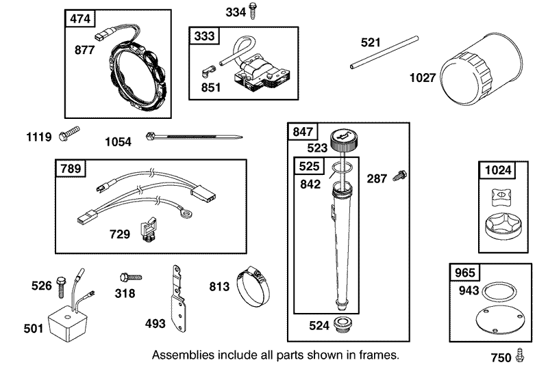 Oil Filter Tube and Pump Assembly Briggs and Stratton 311777 0151 E1
