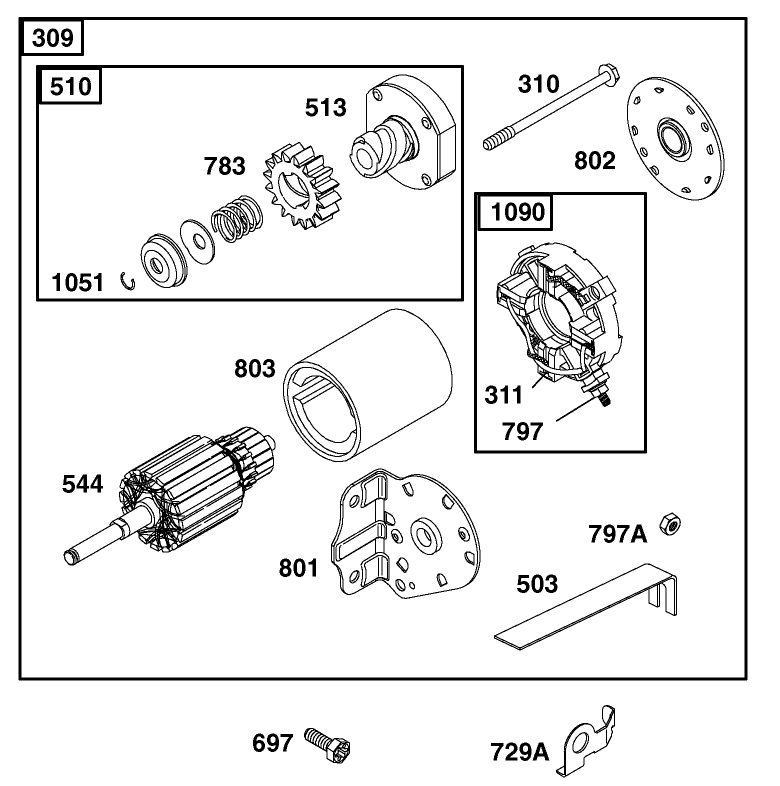 Starter Assembly Briggs and Stratton 311777 0151 E1
