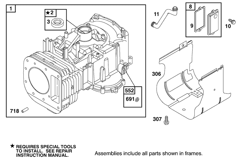 Cylinder Assembly Briggs and Stratton 311777 0151 E1
