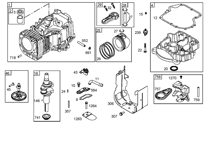 Cylinder Crankshaft and Piston Assemblies Briggs and Stratton 282H79 23502