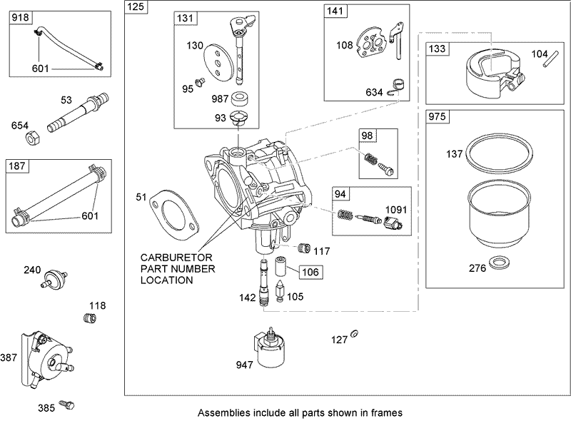 Carburetor Assembly Briggs and Stratton Model 31A607 0117 E1