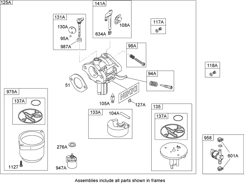 Carburetor Assembly Nikki Briggs and Stratton Model 31A607 0117 E1