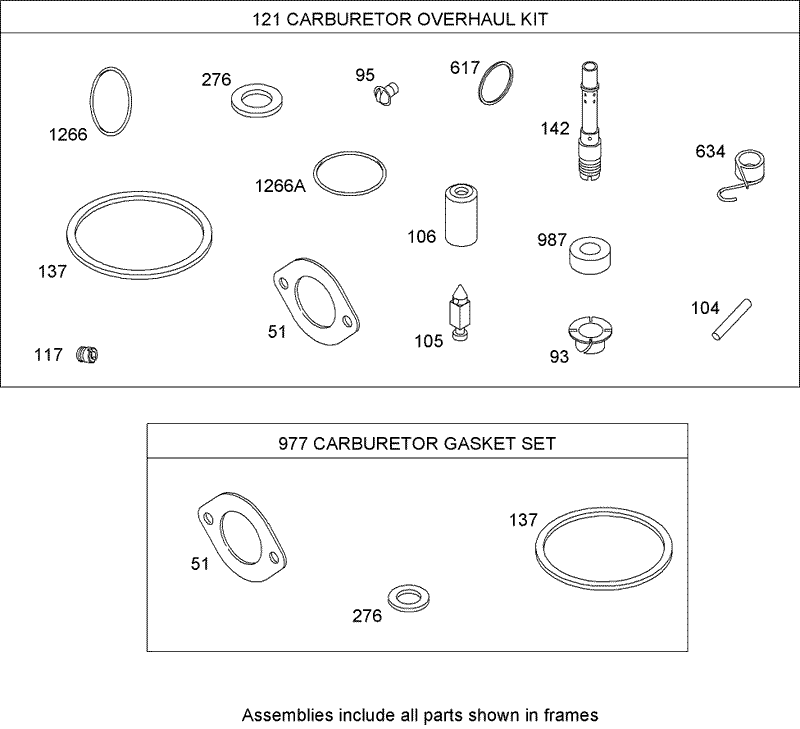 Carburetor Overhaul Kit Briggs and Stratton Model 31A607 0117 E1