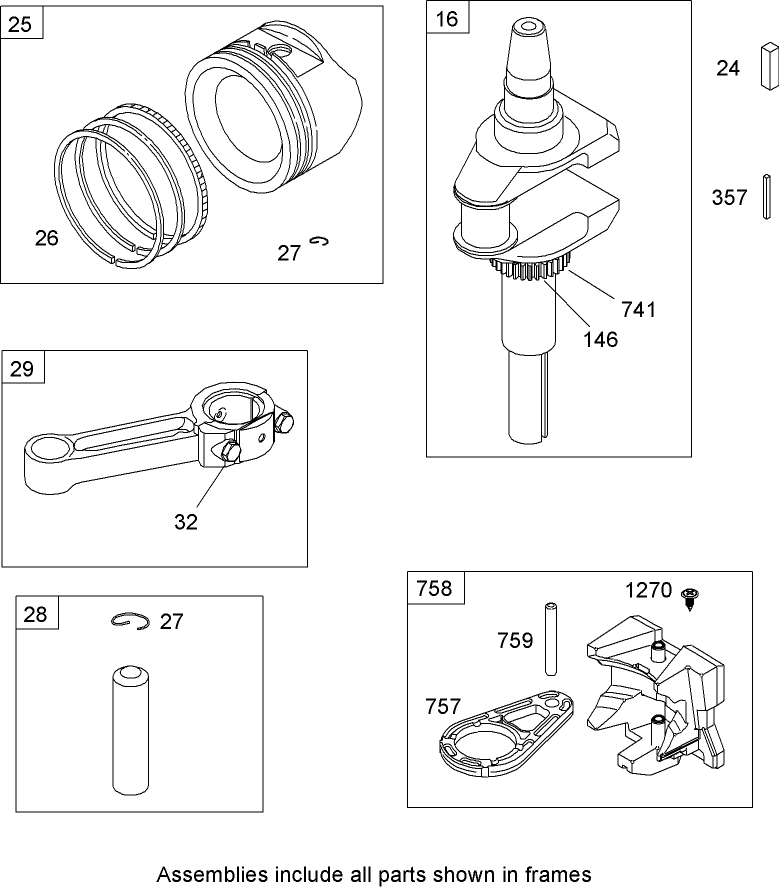 Crankshaft Assembly Briggs and Stratton Model 31A607 0117 E1