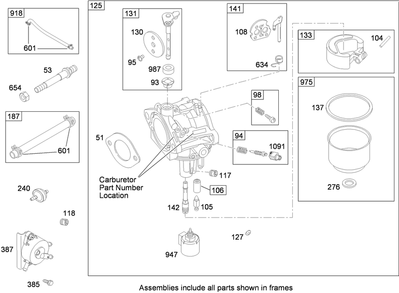 Carburetor Assembly Briggs and Stratton Model 31A607 0117 E1