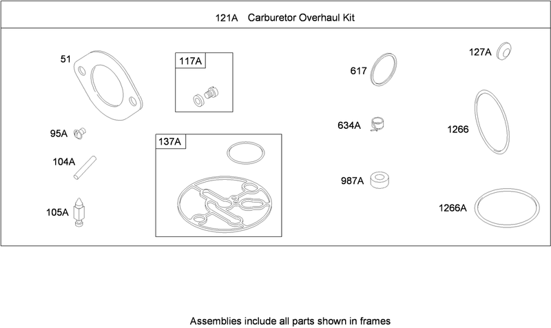Carburetor Overhaul Kit Nikki Briggs and Stratton Model 31A607 0117 E1