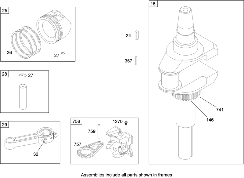Crankshaft Assembly Briggs and Stratton Model 31A607 0117 E1