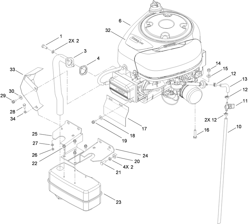 Engine and Muffler Assembly