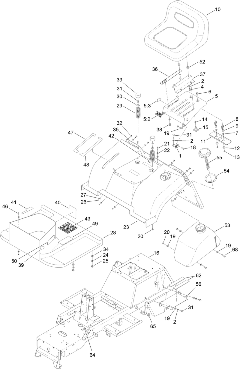 Frame Fender Seat and Fuel Tank Assembly