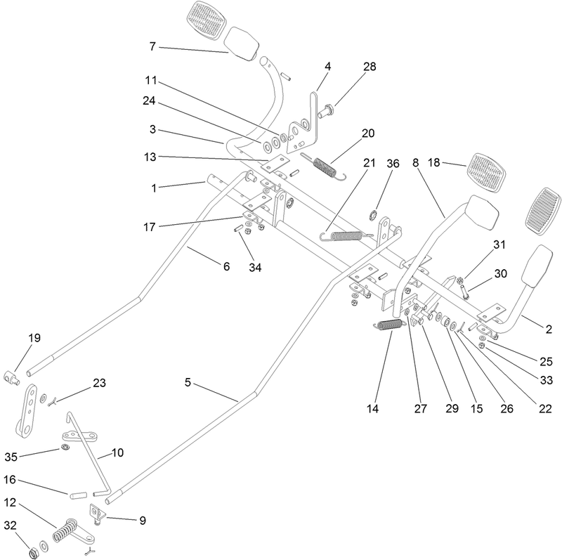 Operation Travel Pedals and Brake Assembly