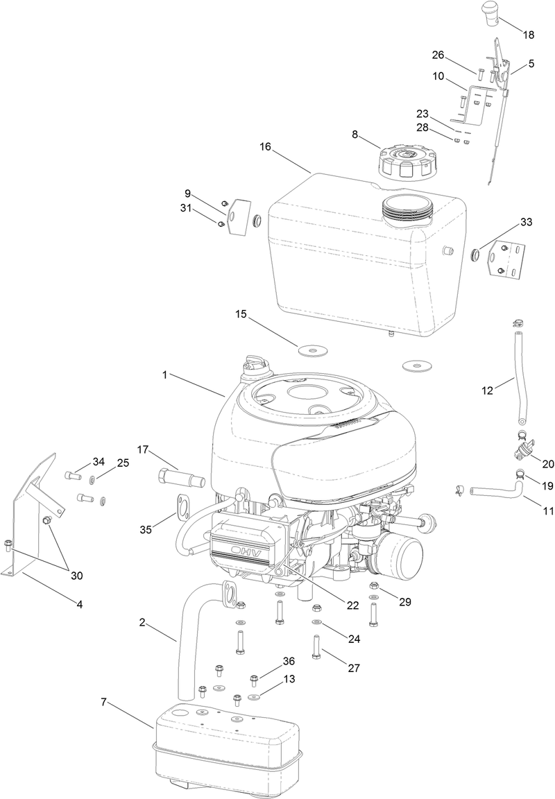 Engine and Muffler Assembly
