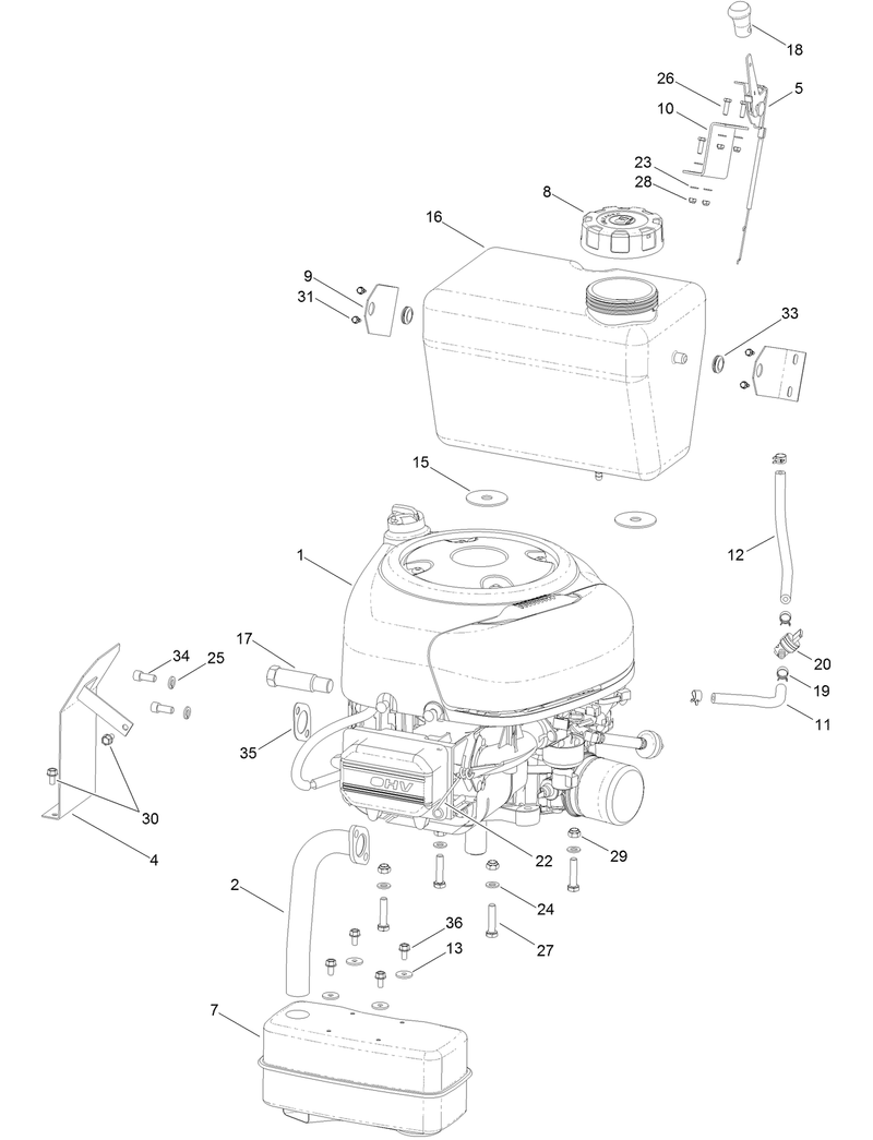 Engine and Muffler Assembly
