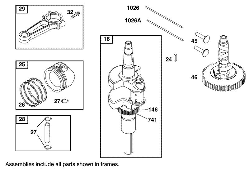 Crankshaft Assembly Engine Briggs and Stratton Model 406770 0157 E1