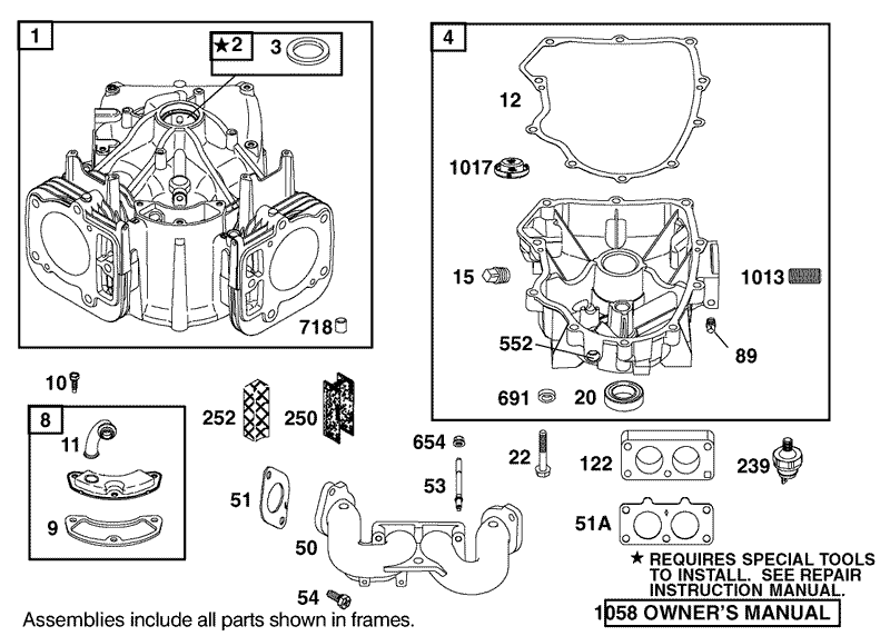 Cylinder Assembly Engine Briggs and Stratton Model 406777 0157 E1