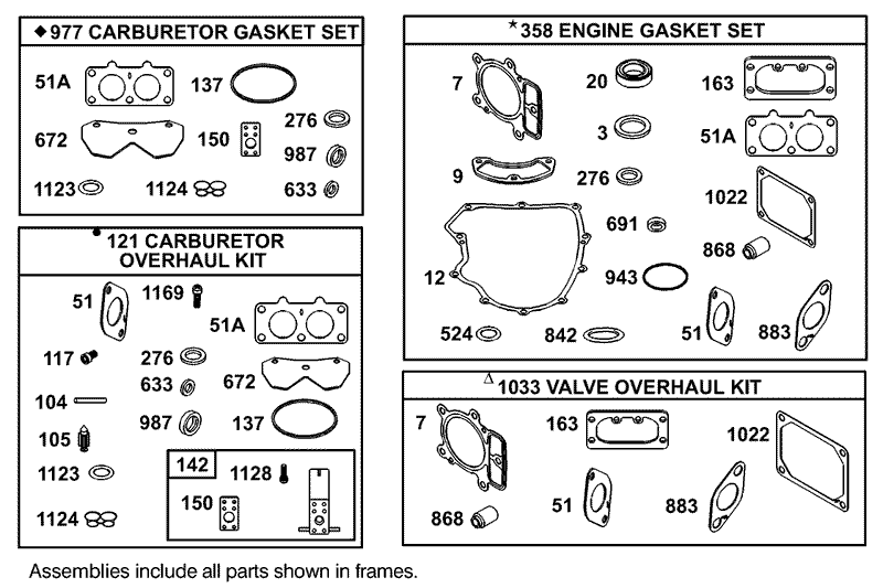 Carburetor Overhaul Kit Assembly Briggs and Stratton 406777 0157 E1