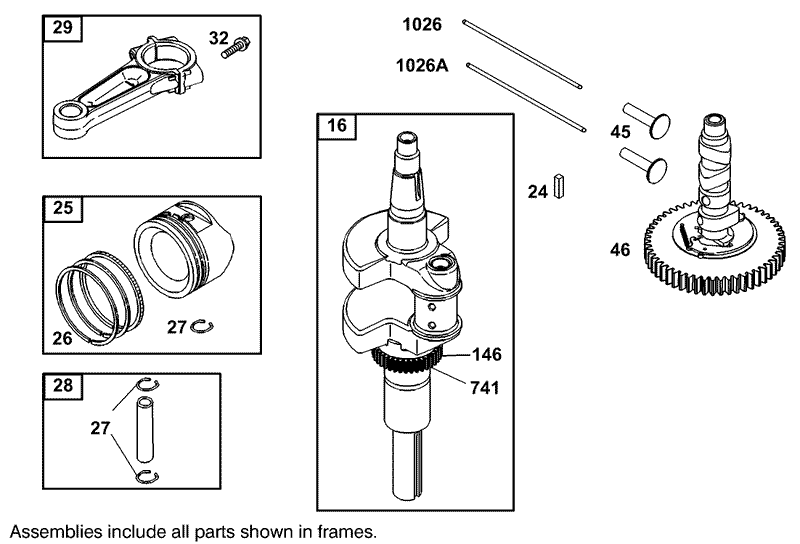 Crankshaft Assembly Engine Briggs and Stratton Model 406770 0157 E1