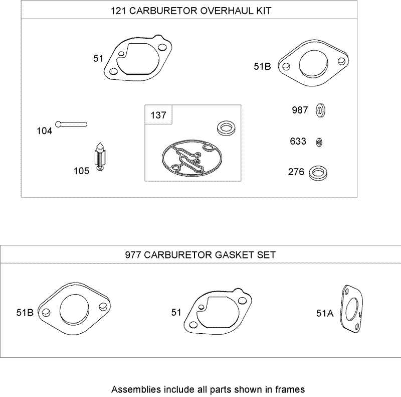 Carburetor Overhaul Kit Briggs and Stratton 441677 0136 E1