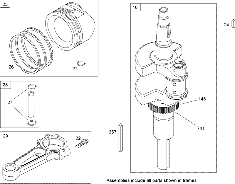 Crankshaft Assembly Briggs and Stratton 441677 0136 E1