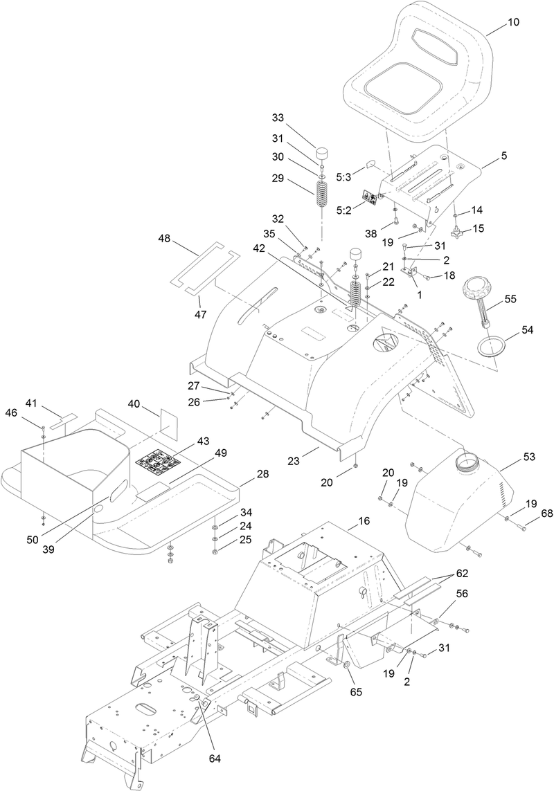 Frame Fender Seat and Fuel Tank Assembly