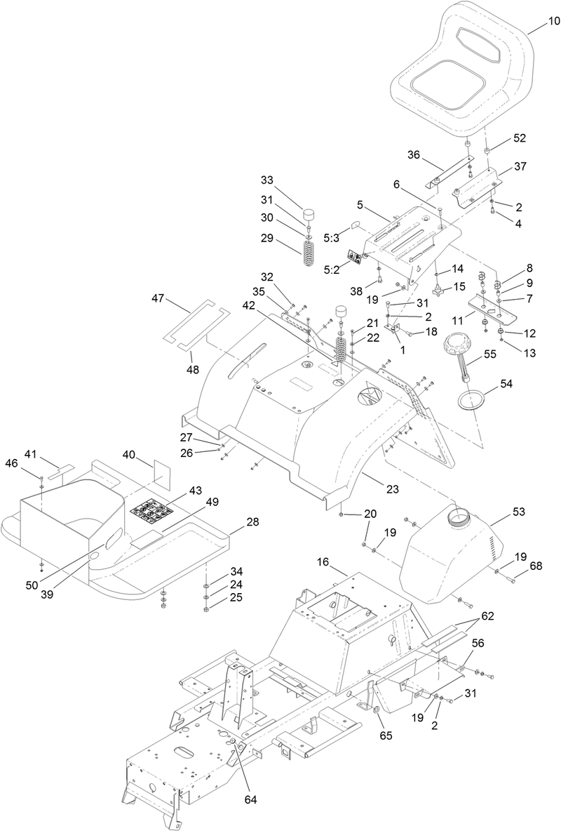 Frame Fender Seat and Fuel Tank Assembly