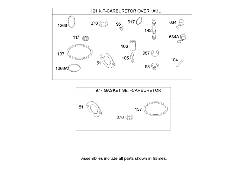 Carburetor Overhaul Kit Assembly Briggs and Stratton 31M777 0167 E1
