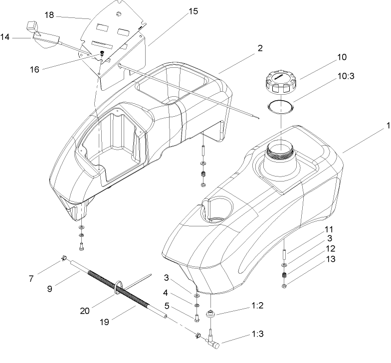 Fuel Tank and Control Pod Assembly