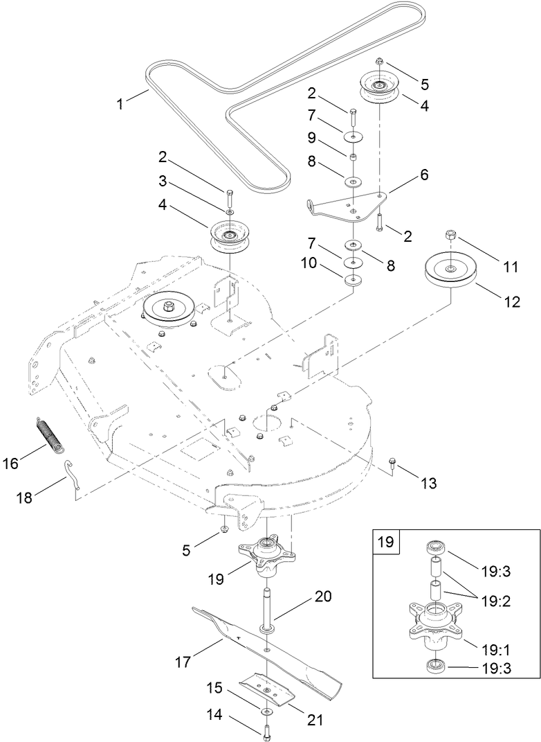 42 Inch Deck Belt and Blade Assembly