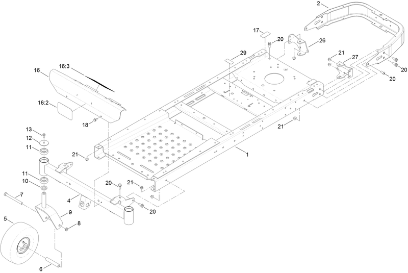 Frame Front Axle and Caster Wheel Assembly