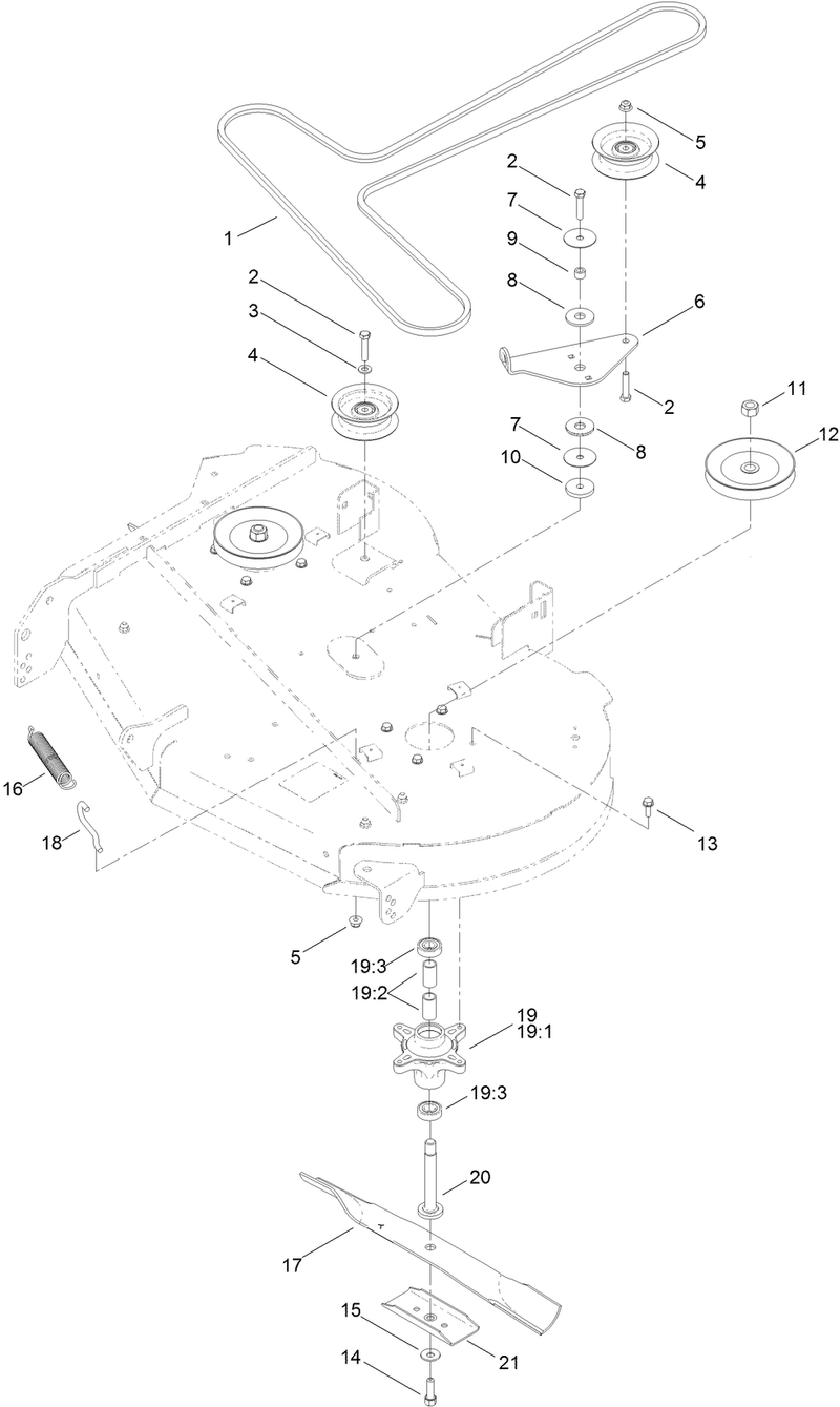 42 Inch Deck Belt and Blade Assembly