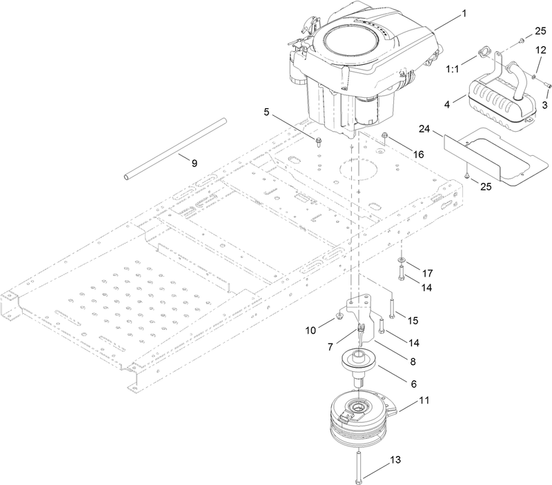 Engine Muffler and Clutch Assembly