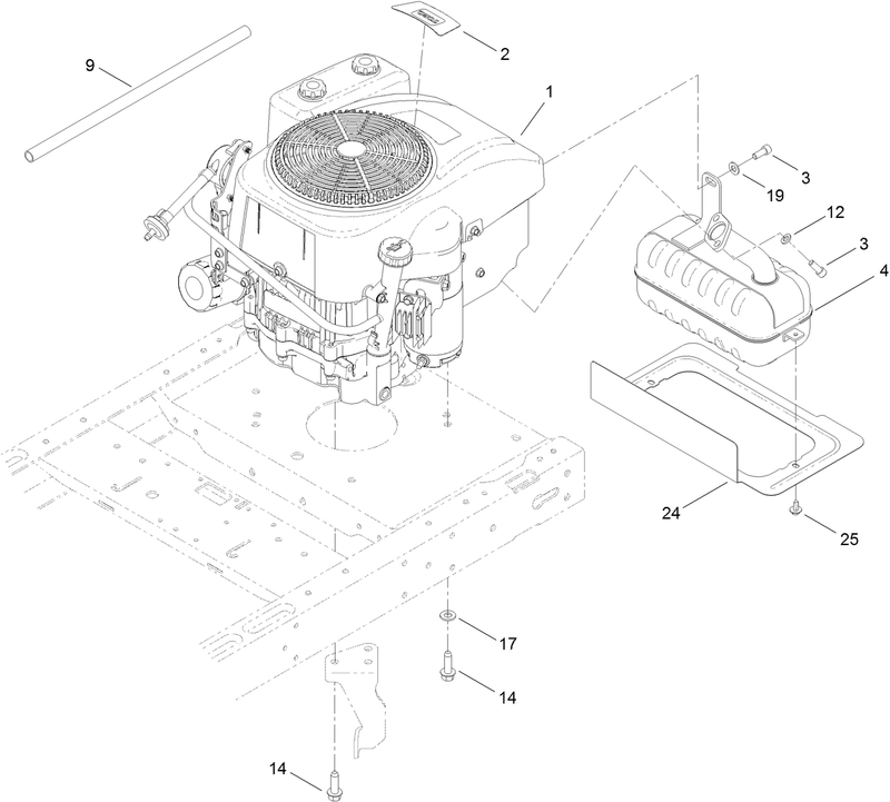 Engine and Muffler Assembly