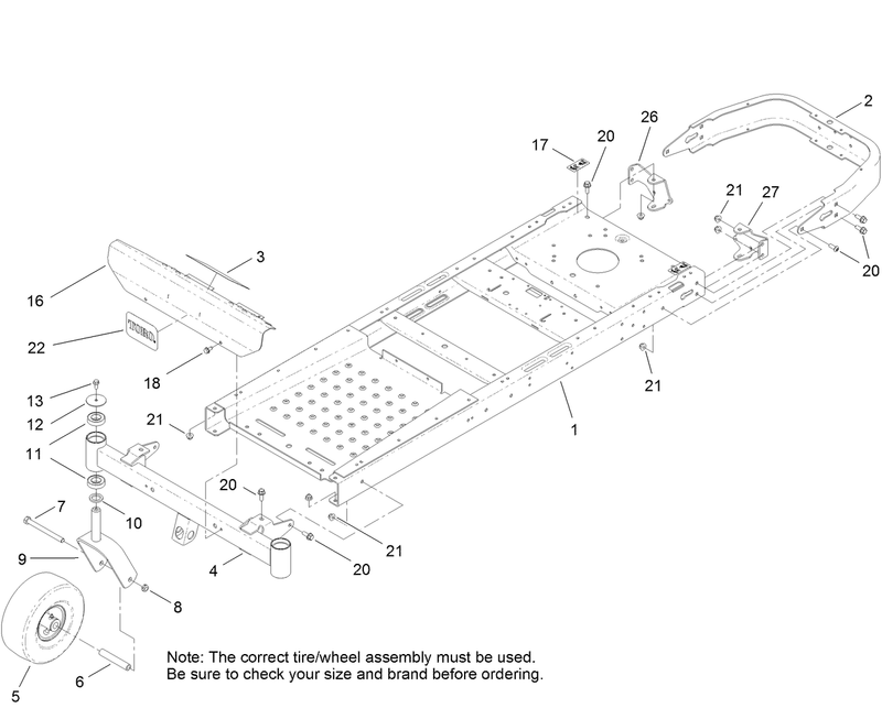 Frame Front Axle and Caster Wheel Assembly