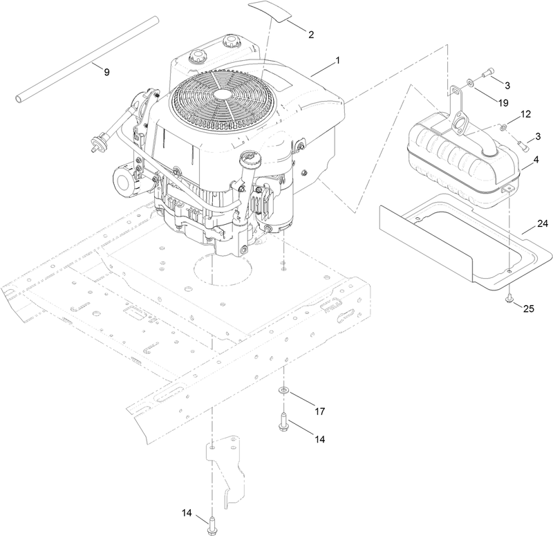 Engine and Muffler Assembly