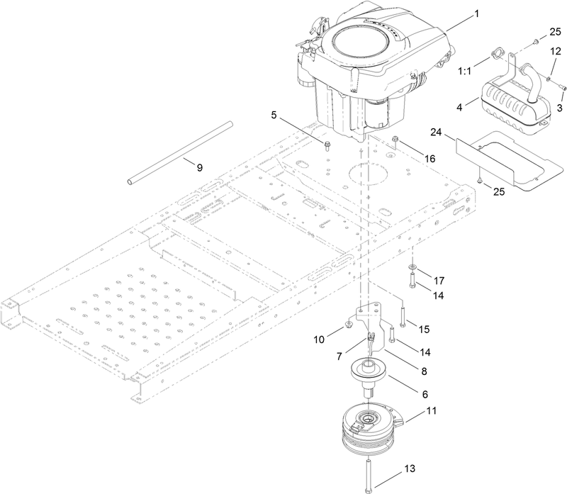 Engine Muffler and Clutch Assembly